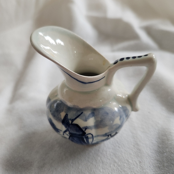 Delft Blue Miniature Pitcher Hand Painted Holland Windmill Ceramic Vintage - Picture 6 of 7